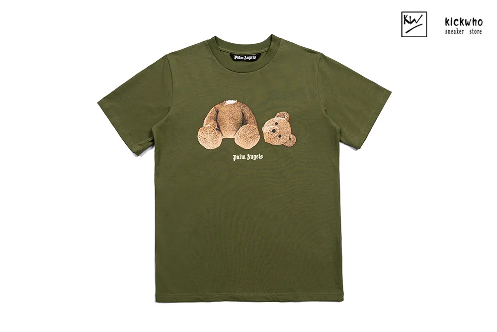 palm angels cartoon guillotine bear t-shirt green