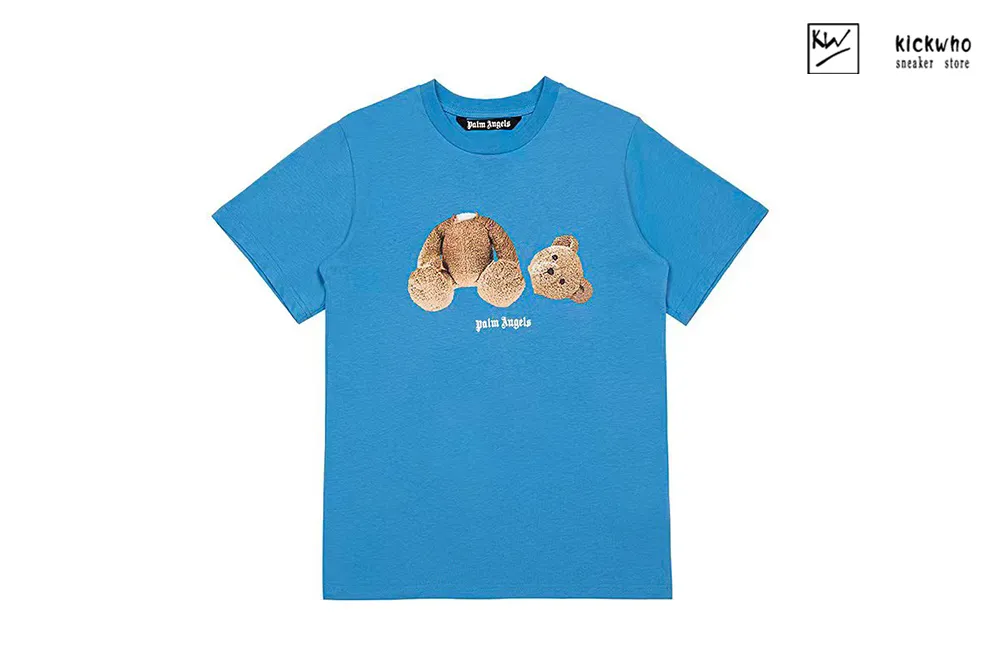 palm angels cartoon guillotine bear t-shirt blue