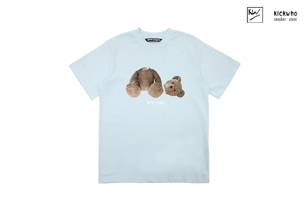 palm angels cartoon guillotine bear t-shirt light blue