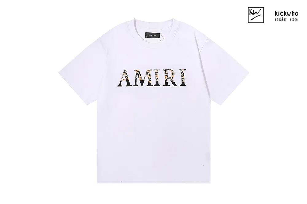 amiri leopard logo t-shirt white