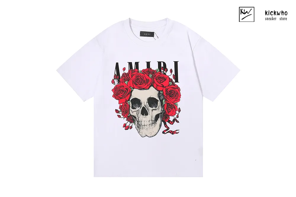 amiri rose skull t-shirt white