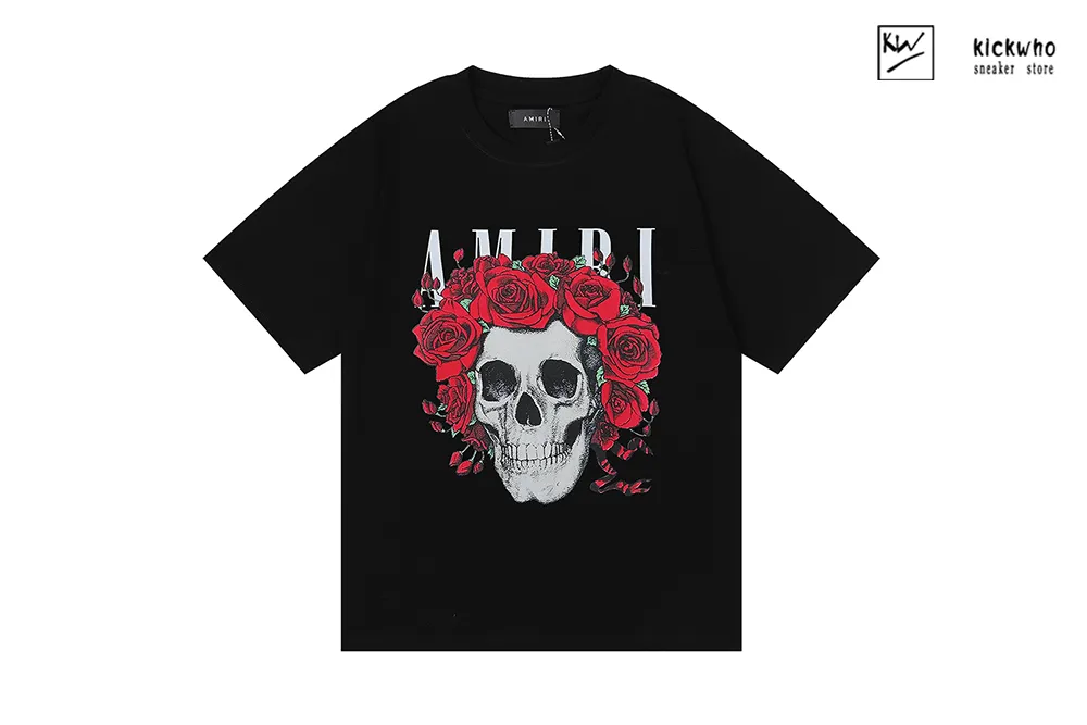 amiri rose skull t-shirt black