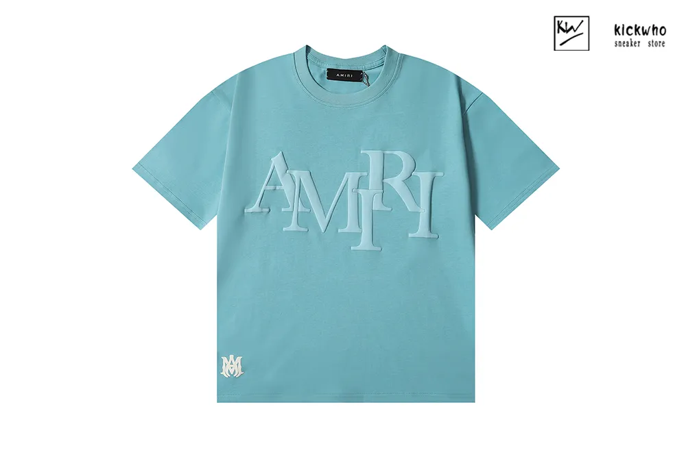 amiri large letter logo t-shirt blue