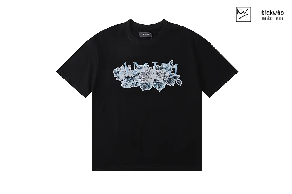 amiri flower printing t-shirt black