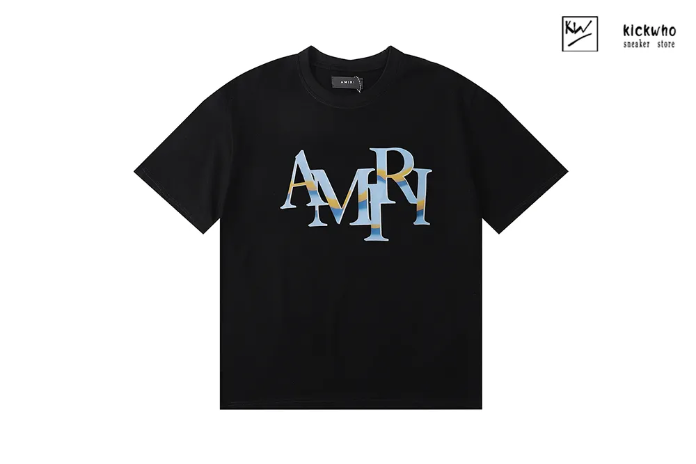 amiri camouflage logo t-shirt black