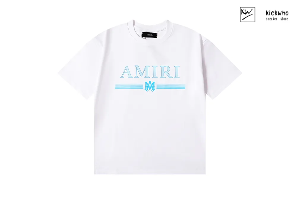 amiri classic logo print t-shirt white blue