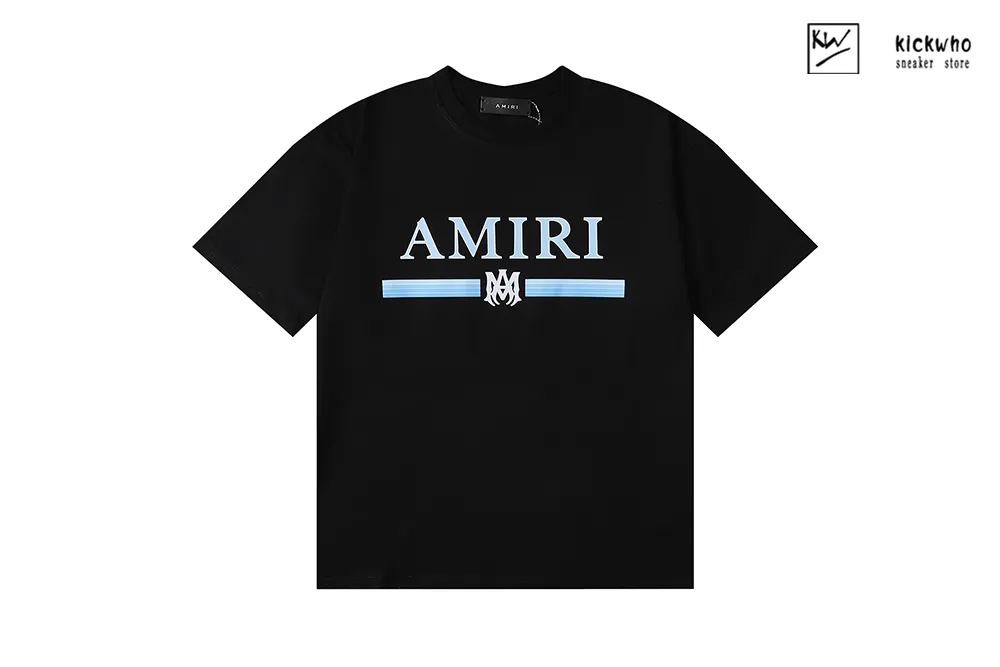 amiri classic logo print t-shirt black blue