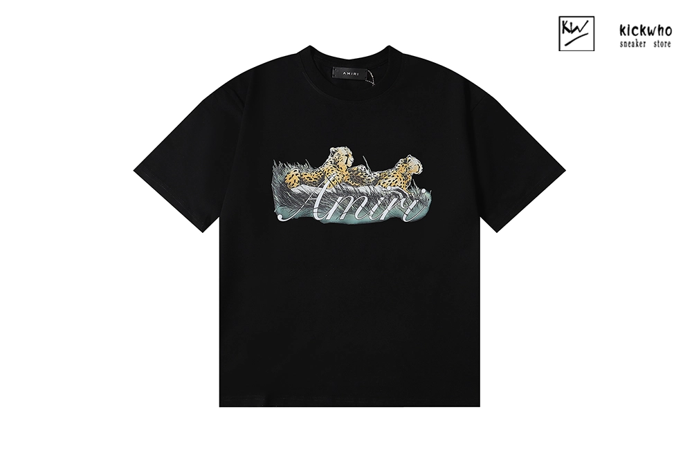 amiri cheetah print t-shirt black