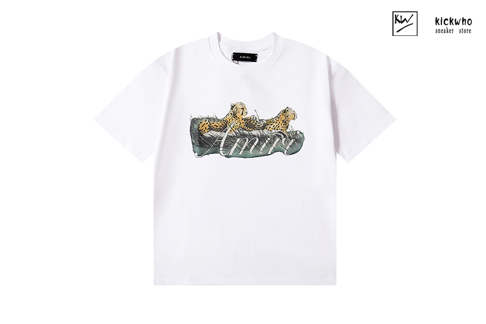 amiri cheetah print t-shirt white