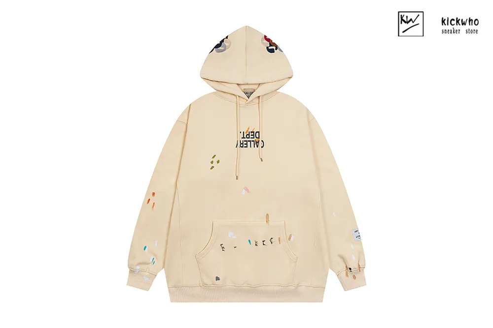 gallery dept inverted letter hoodie beige