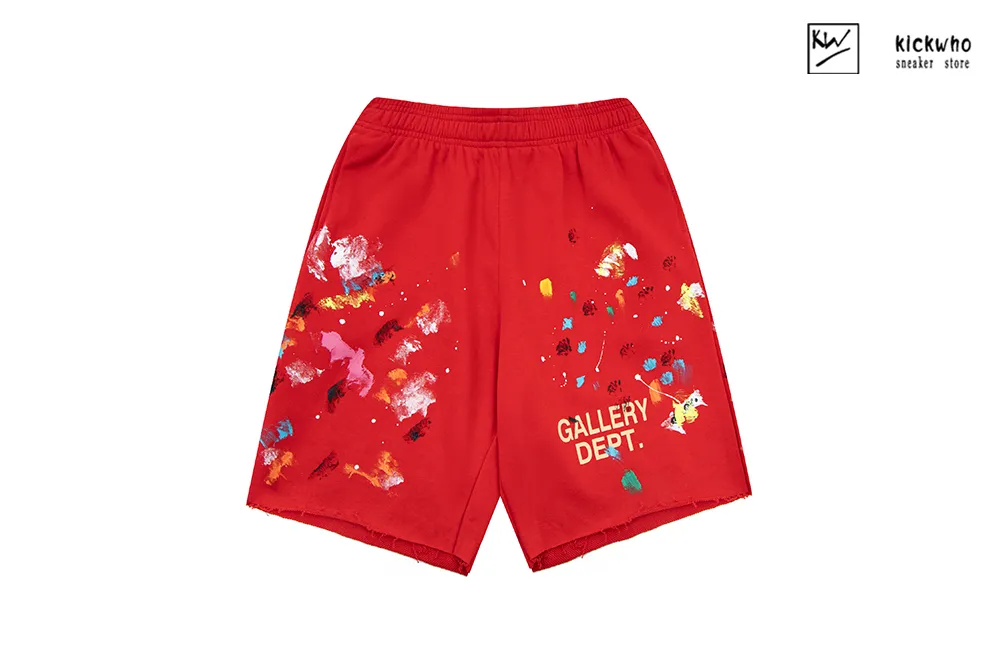 gallery dept speckled ink letters shorts red