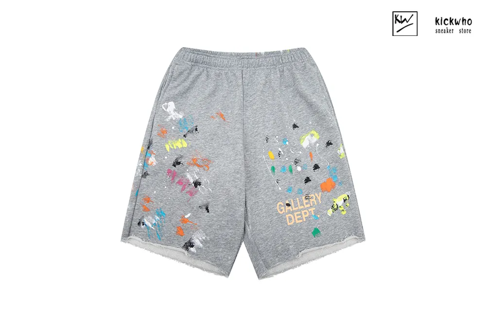 gallery dept speckled ink letters shorts grey