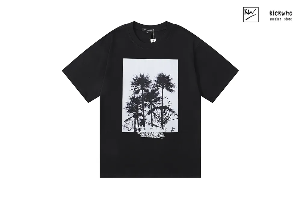 pu*re b*and coconut tree print t-shirt black