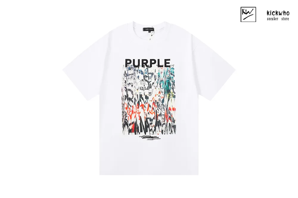 purple brand painted letters t-shirt white