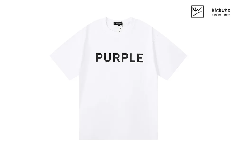 purple brand letter printing t-shirt white