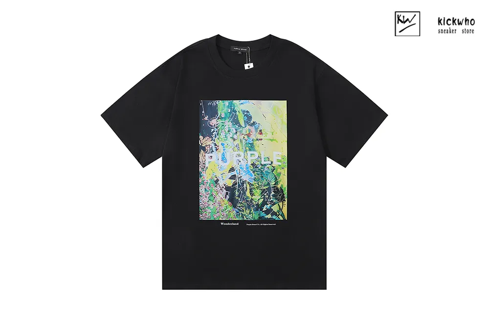 purple brand oil painting t-shirt black