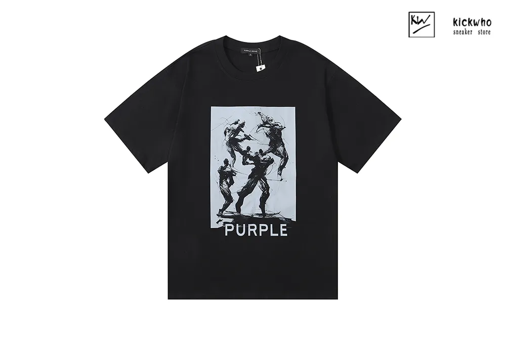 purple brand sketch printing t-shirt black