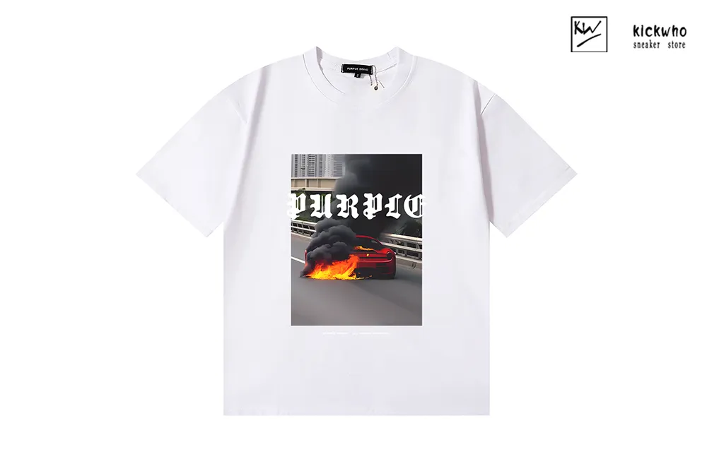 pu*re b*and burning car t-shirt white