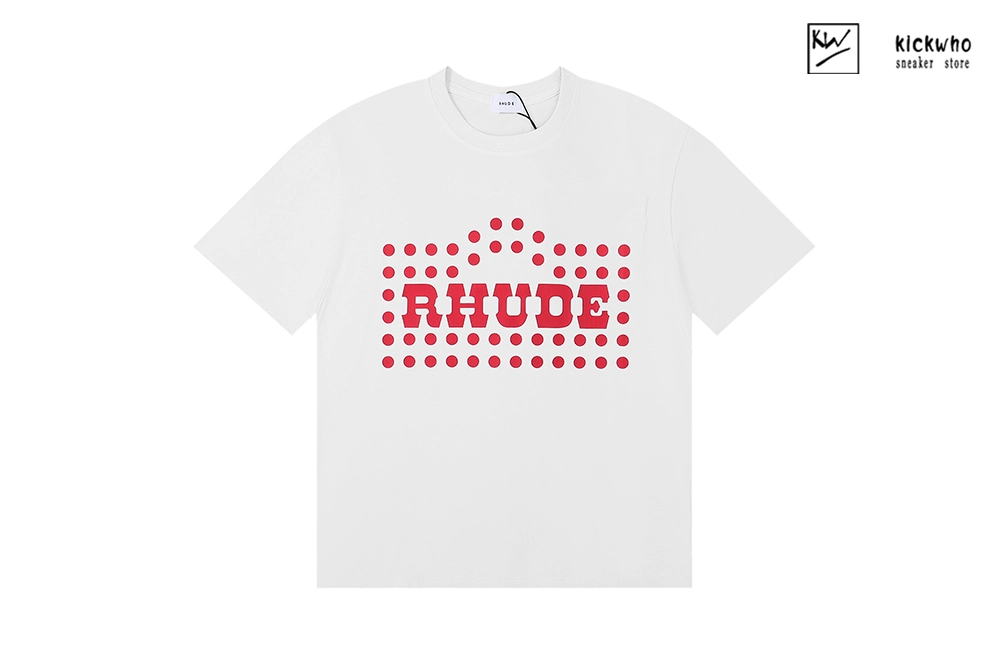 rhude red polka dot logo t-shirt white