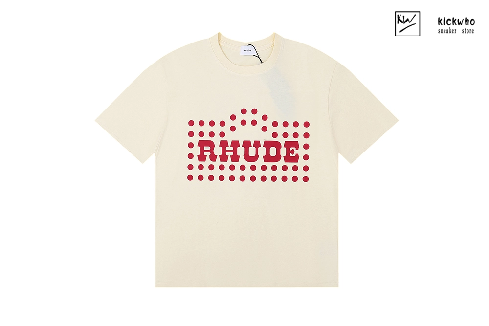 rhude red polka dot logo t-shirt apricot