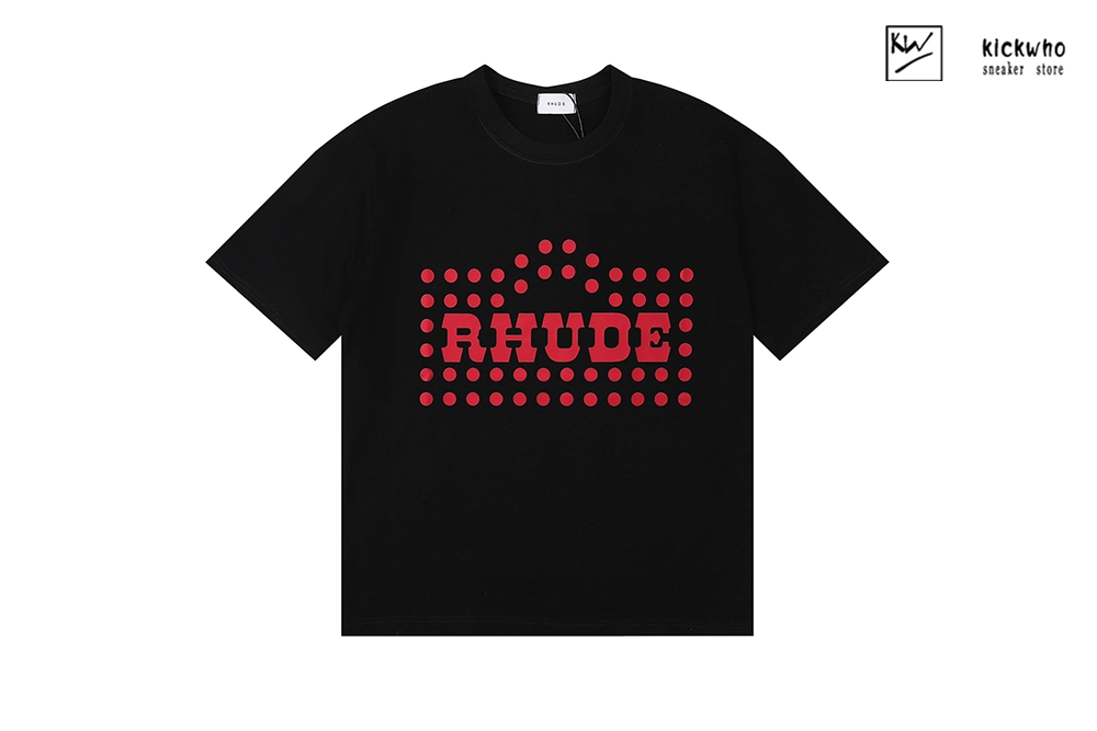 rhude red polka dot logo t-shirt black