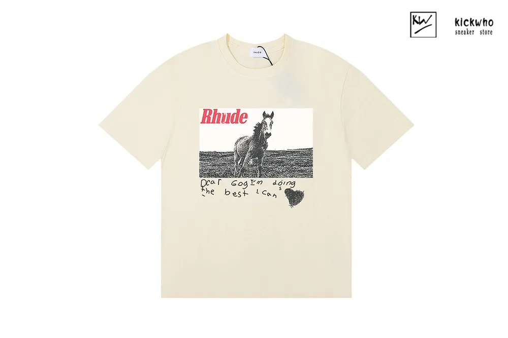 rhude galloping steed t-shirt apricot