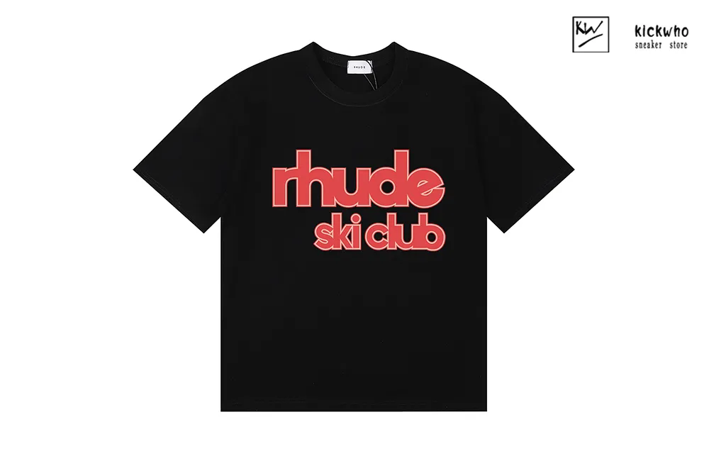 rhude ski club printing t-shirt black