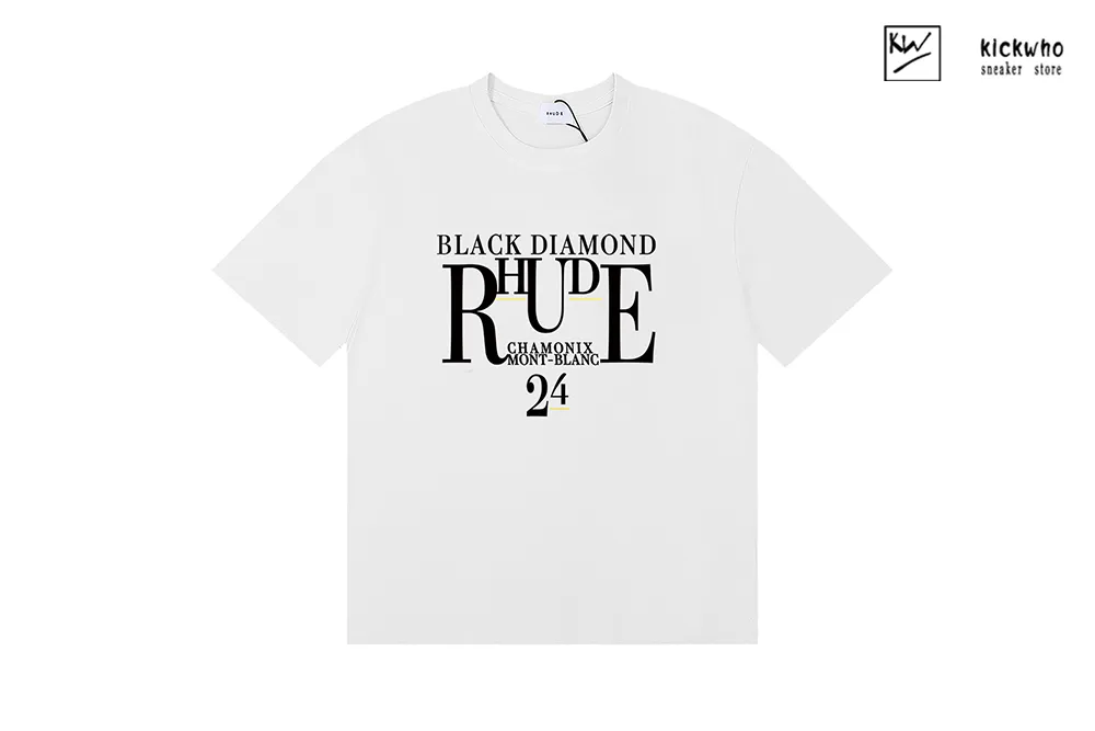 rhude biack diamond printing t-shirt white