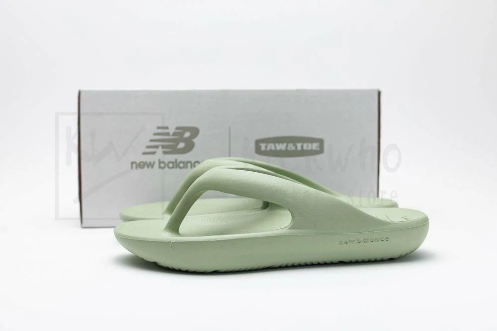 taw & toe x new balance slipper avocado green