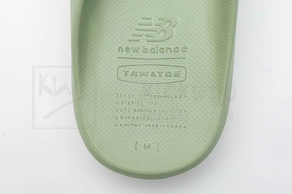 taw & toe x new balance slipper avocado green