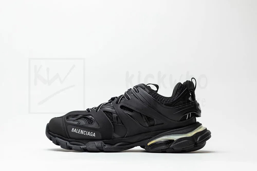 balenciaga track trainer black green with led