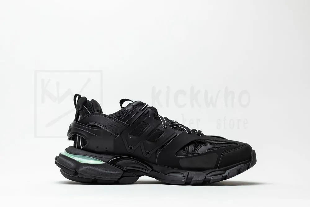 balenciaga track trainer black green with led