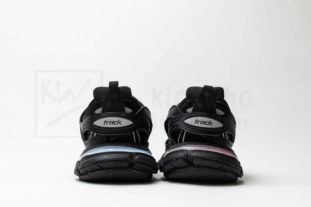 balenciaga track trainer black green with led