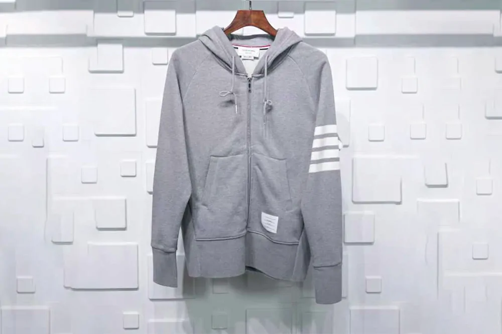 thom browne zip hoodie grey